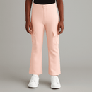 Pink Cargo Pocket Flared Hem Twill Pants Pale Nawao.com