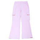 Pink Cargo Pocket Flared Hem Twill Pants Pale Nawao.com