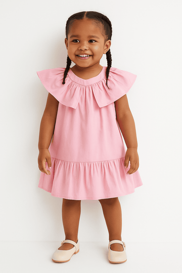 Pink Collar Frill Dress Nawao.com