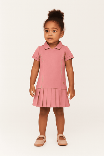 Pink Collared Active Dress Pale Pink Nawao.com