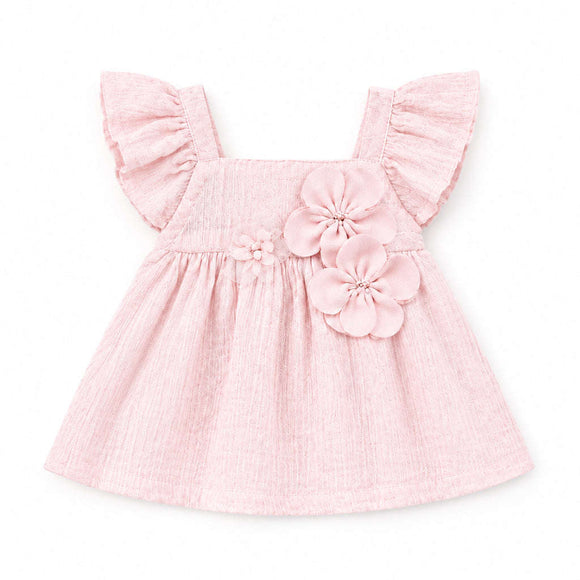 Pink Crepe Blouse With Flower Pale Pink Nawao.com
