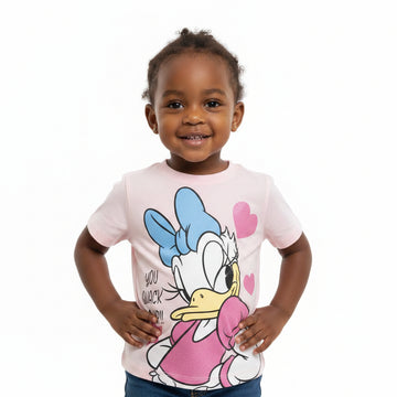 Pink Daisy Placement Print T Shirt Pale Pink Nawao.com