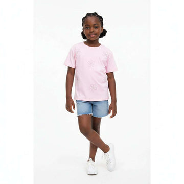 Pink Embellished Floral Boy Top Pale Pink Nawao.com