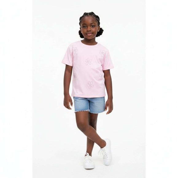 Pink Embellished Floral Boy Top Pale Pink Nawao.com