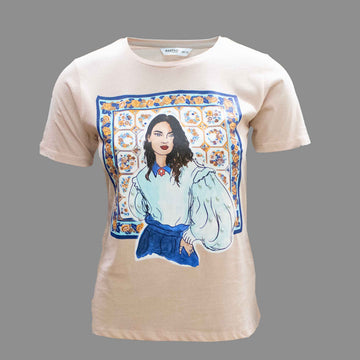 Pink Embellished T Shirt Nawao.com