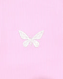Pink Embroidered Rib Top With Contrast Color Pale Nawao.com