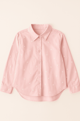 Pink Embroidered Shirts Pale Pink Nawao.com