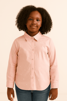 Pink Embroidered Shirts Pale Pink Nawao.com