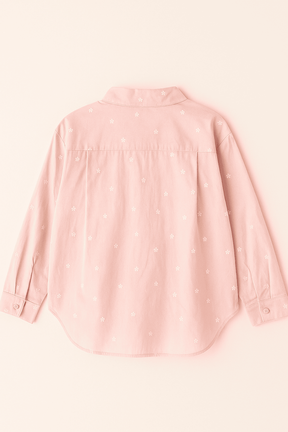 Pink Embroidered Shirts Pale Pink Nawao.com