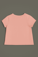 Pink Floral Placement Print Short Sleeves Tee Pink Nawao.com