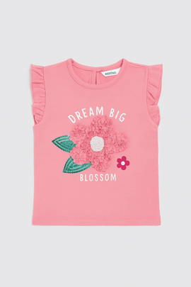 Pink Flower Artwork T Shirt Pale Pink Nawao.com
