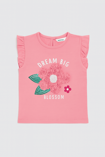Pink Flower Artwork T Shirt Pale Pink Nawao.com