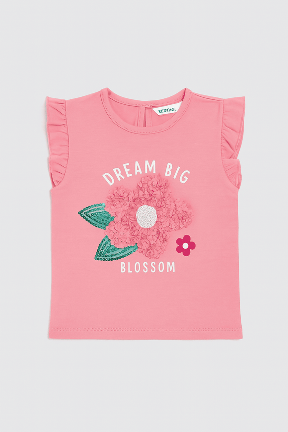 Pink Flower Artwork T Shirt Pale Pink Nawao.com