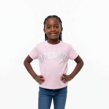 Pink Foil Print  T Shirt Pale Pink Nawao.com