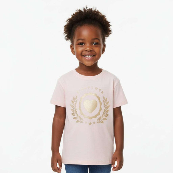 Pink Girl Power Placement Print Tshirt Nawao.com