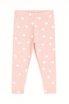 Pink Heart All Over Print Leggings Pale Pink Nawao.com