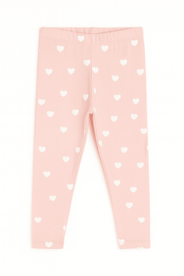 Pink Heart All Over Print Leggings Pale Pink Nawao.com