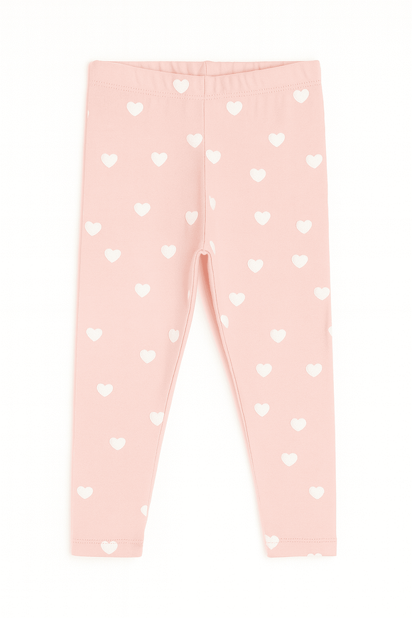 Pink Heart All Over Print Leggings Pale Pink Nawao.com