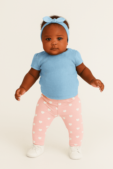Pink Heart All Over Print Leggings Pale Pink Nawao.com