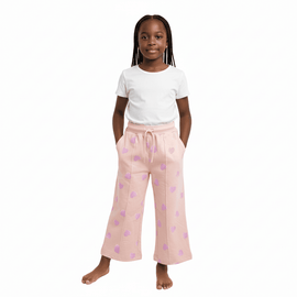 Pink Heart Aop Wideleg Active Track Pants  Pale Pink Nawao.com