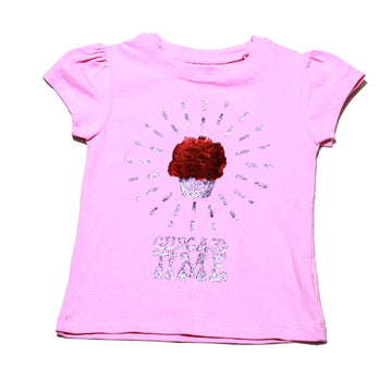 Pink Heart Sequins T Shirt Nawao.com