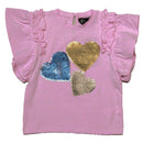 Pink Heart Sequins Tee Nawao.com