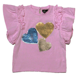 Pink Heart Sequins Tee Nawao.com