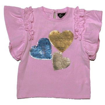 Pink Heart Sequins Tee Nawao.com