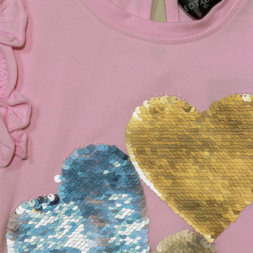 Pink Heart Sequins Tee Nawao.com