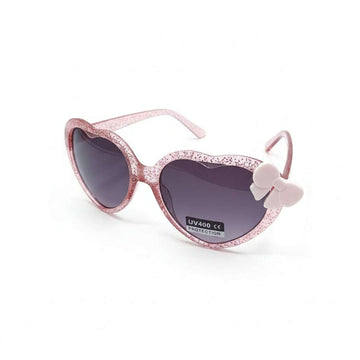 Pink  Heart Shaped Bow Embellished Sunglasses Nawao.com