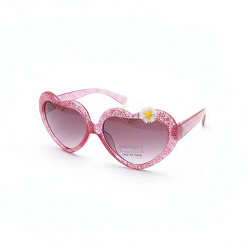 Pink  Heart Shaped Floral Embellished Sunglasses Nawao.com