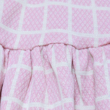 Pink Jacquard Collared Drop Hem Dress Assorted Nawao.com