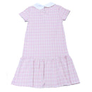 Pink Jacquard Collared Drop Hem Dress Assorted Nawao.com