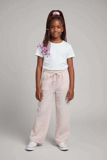 Pink Jacquard Culottes Pale Pink 9 10 Years Nawao.com