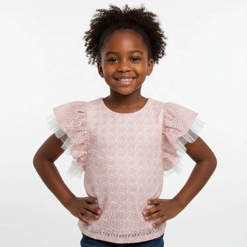 Pink Lace Ruffled Top Assorted Nawao.com