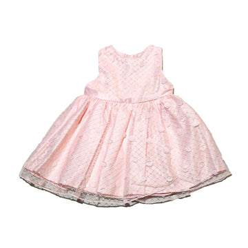 Pink Mesh All Over Embroidery Dress Nawao.com