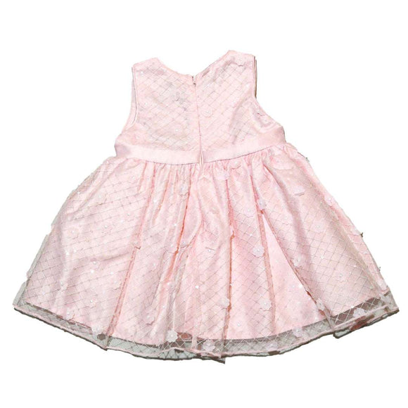 Pink Mesh All Over Embroidery Dress Nawao.com