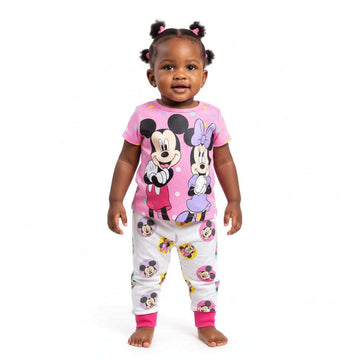 Pink Mini And Mickey Mouse Pyjama Set Pale Pink Nawao.com