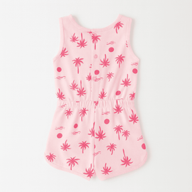 Pink Palm Print All Over Print Jumpsuit Pale Nawao.com