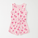 Pink Palm Print All Over Print Jumpsuit Pale Nawao.com