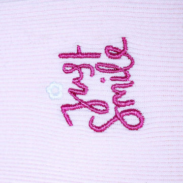 Pink Placement Embroidery Rib Legging Nawao.com