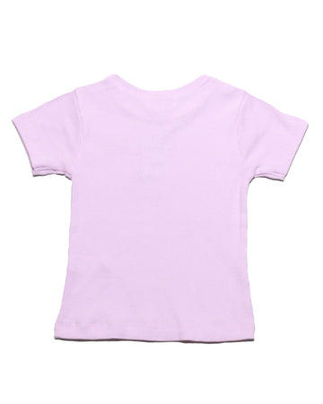 Pink Placement Embroidery Rib T Shirt Nawao.com