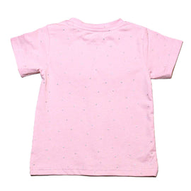 Pink Placement Pritn With Chiffon Work T Shirt Nawao.com