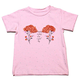 Pink Placement Pritn With Chiffon Work T Shirt Nawao.com