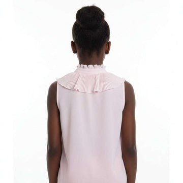 Pink Pleated Peterpan Collar Blouse Pale Pink Nawao.com