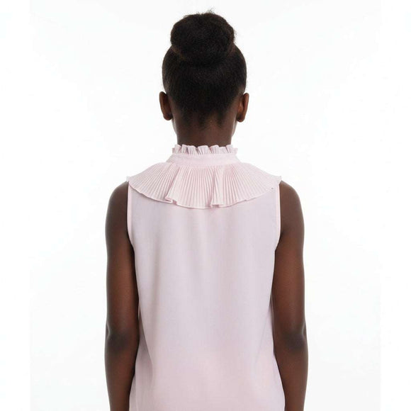 Pink Pleated Peterpan Collar Blouse Pale Pink Nawao.com