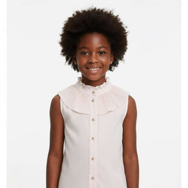 Pink Pleated Peterpan Collar Blouse Pale Pink Nawao.com