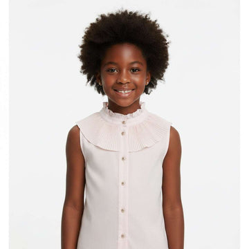 Pink Pleated Peterpan Collar Blouse Pale Pink Nawao.com
