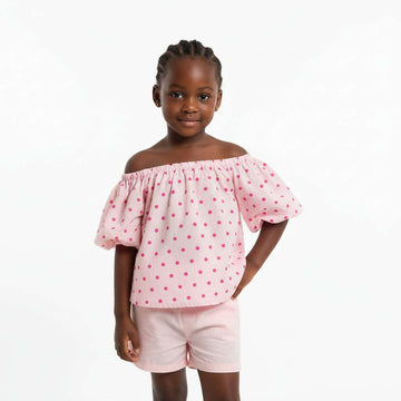Pink Polkadot Blouse  Pale Pink Nawao.com
