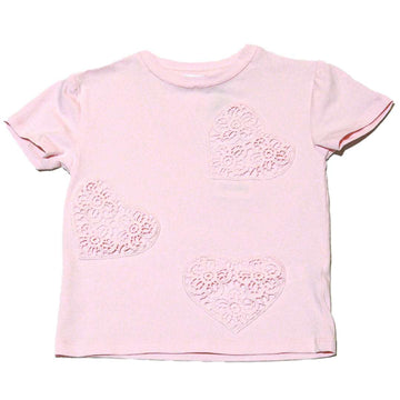 Pink S S Schiffli Heart Pacth T Shirt Nawao.com